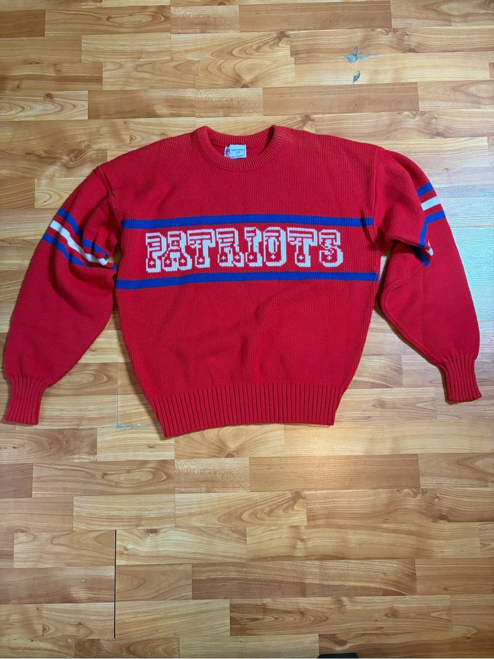 Vintage 1980s Red New England Patriots Wool Crewneck Sweater